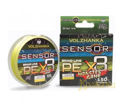 Леска плетеная Sensor Monster Game X8 150м/0.28мм 15.91кг (#2.5-35Lb) цвет флуо желтый X8-SMGFY-028