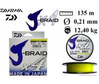 Леска плетёная Daiwa J-Braid x4 Yellow 0.21мм 135м