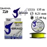 Леска плетёная Daiwa J-Braid x4 Yellow 0.21мм 135м