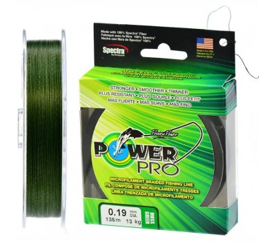 Леска плетёная зелёная Power Pro 0.19мм 135м